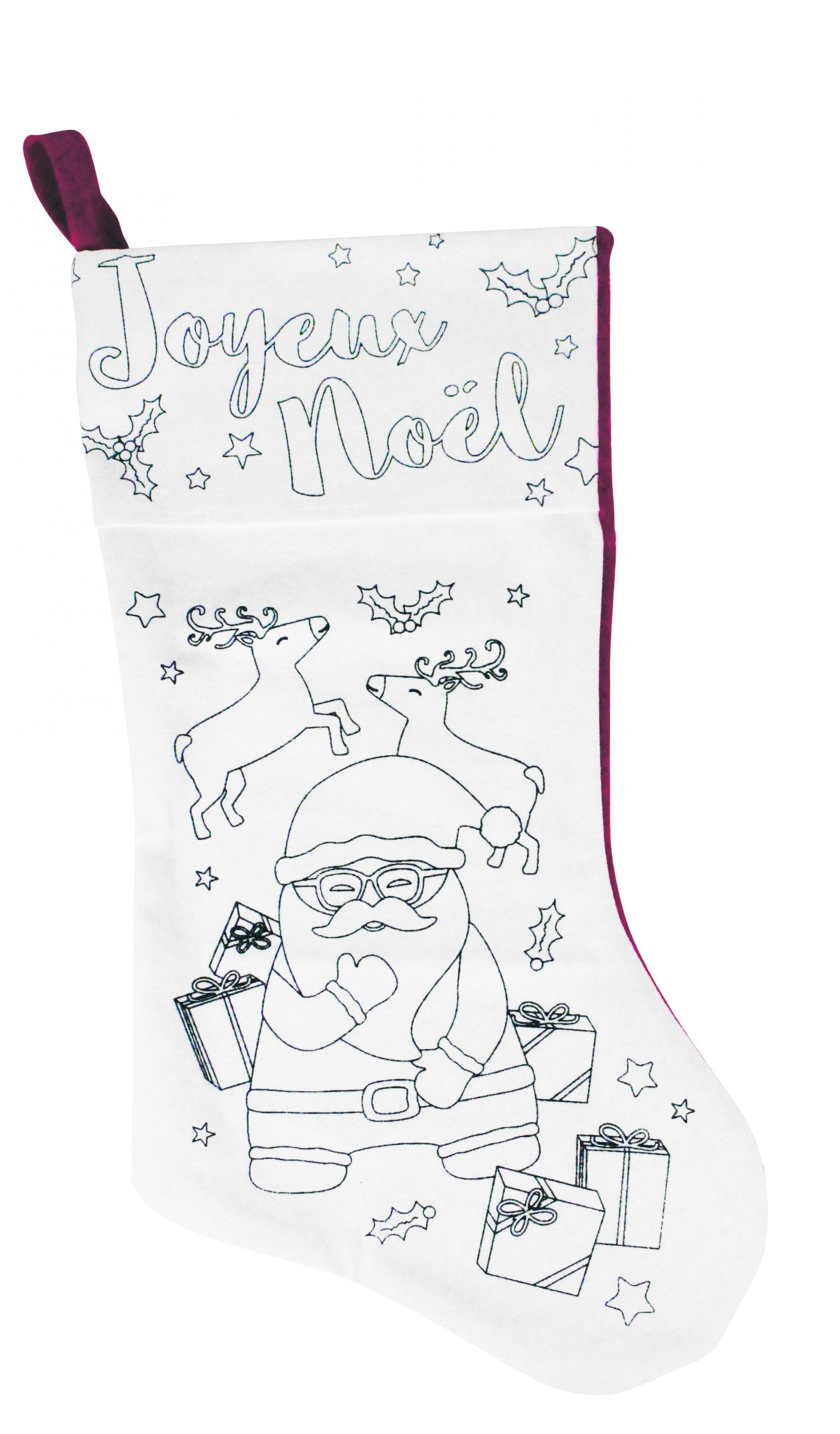 Chaussette De Noel En Tissu À Colorier Dos Feutrine Diy Noel destiné A&amp;amp;V Dessin,