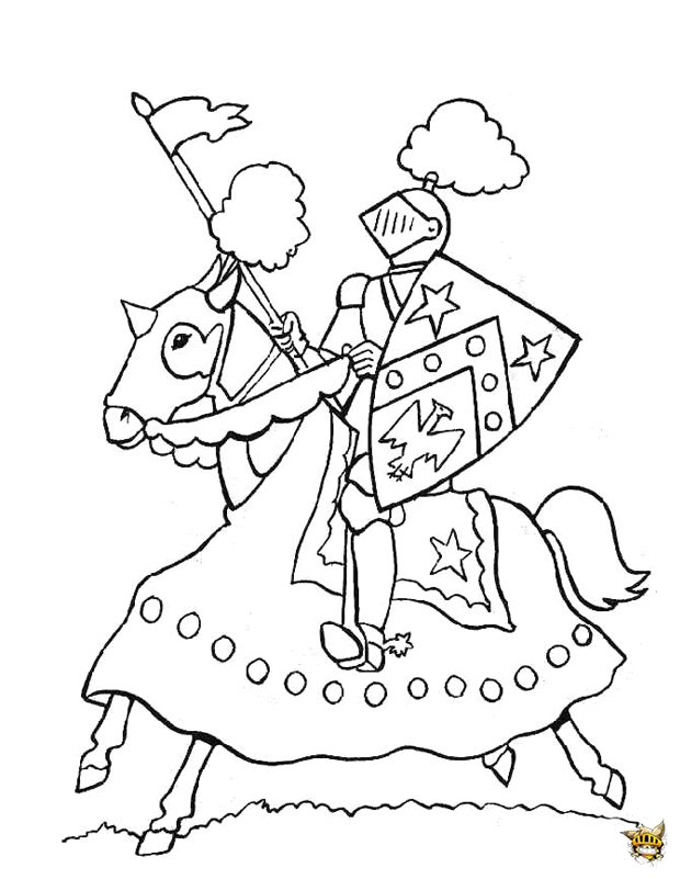 Chevalier À Cheval Est Un Coloriage De Chevalier concernant Dessin Moyen Age Imprimer