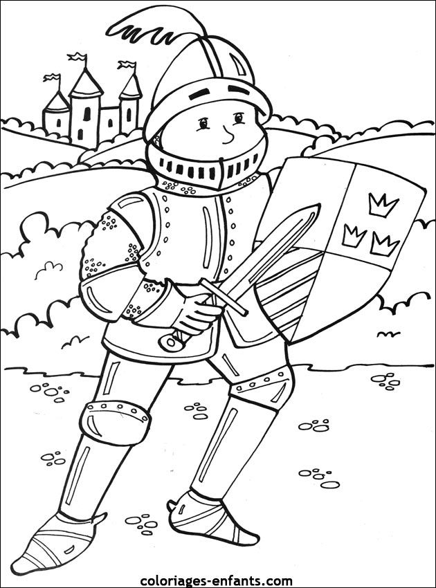 Chevaliers Coloriages | Coloriage Chevalier, Dessin De à Coloriage Moyen Age À Imprimer