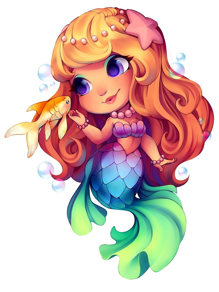 &amp;quot;Chibi Mermaid&amp;quot; By Goldenharlequin | Redbubble destiné Dessin Kawaii Sirène,