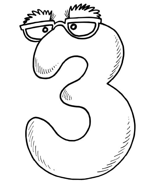 Chiffre 3 : Coloriage Du Chiffre 3 Avec Des Lunettes À à Chiffre 9 Dessin