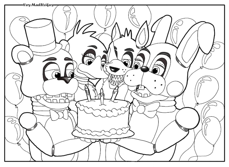 Cinq Nuit À Freddy Fnaf Soirée Danniversaire Page À | Etsy destiné Coloriage Fnaf 1