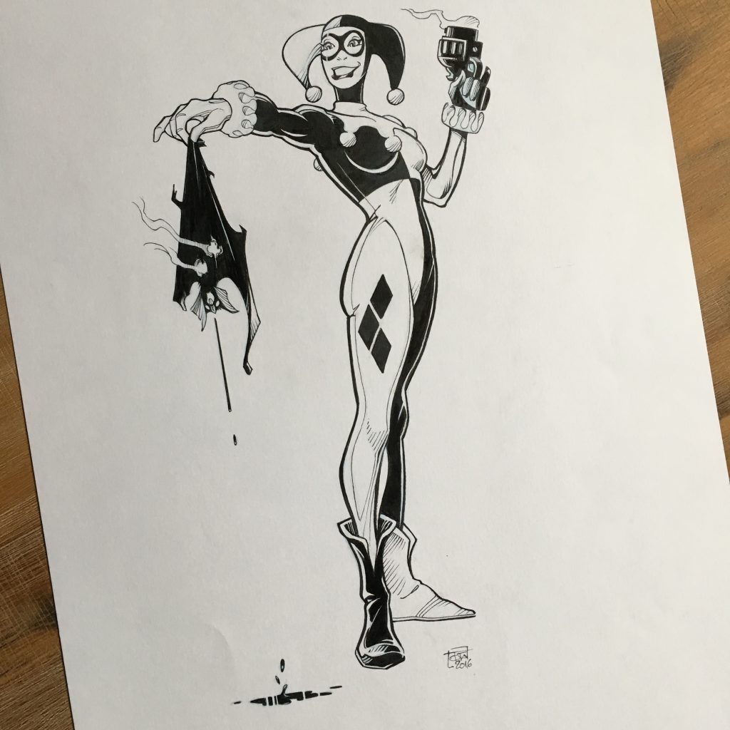 Ciro Tota - Dessin Original Harley Quinn N&amp;amp;B - Editions destiné N Dessin