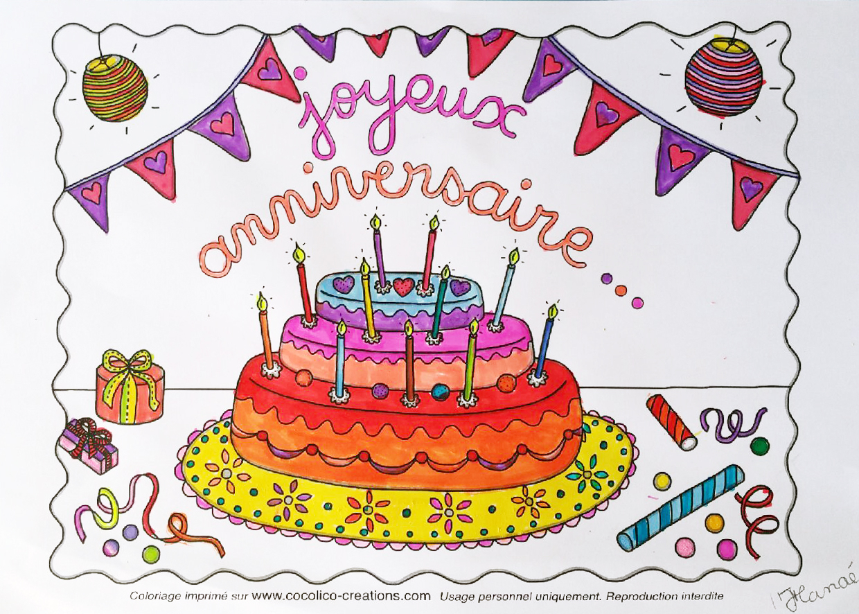 Cocolico-Creations: Coloriage &amp;quot;Gateau D&amp;#039;Anniversaire&amp;quot; Par serapportantà Dessin Gateau