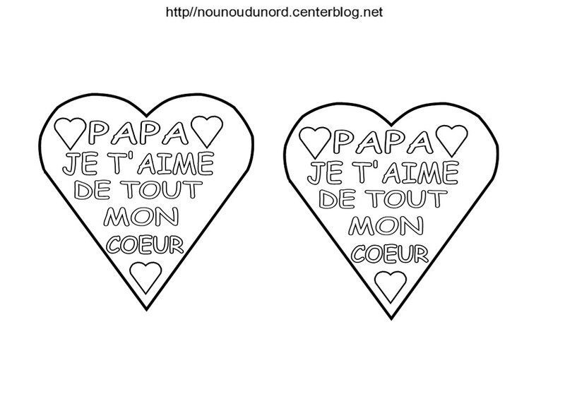 Coeurs À Message Pour La Fête Des Pères Et Papi avec Coloriage J&amp;#039;Aime Papa
