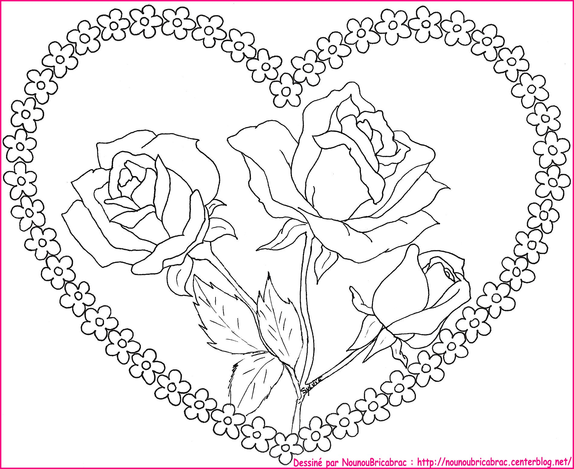 Coloriage À Dessiner Fleur Rose Imprimé encequiconcerne Coloriage Dessin Rose