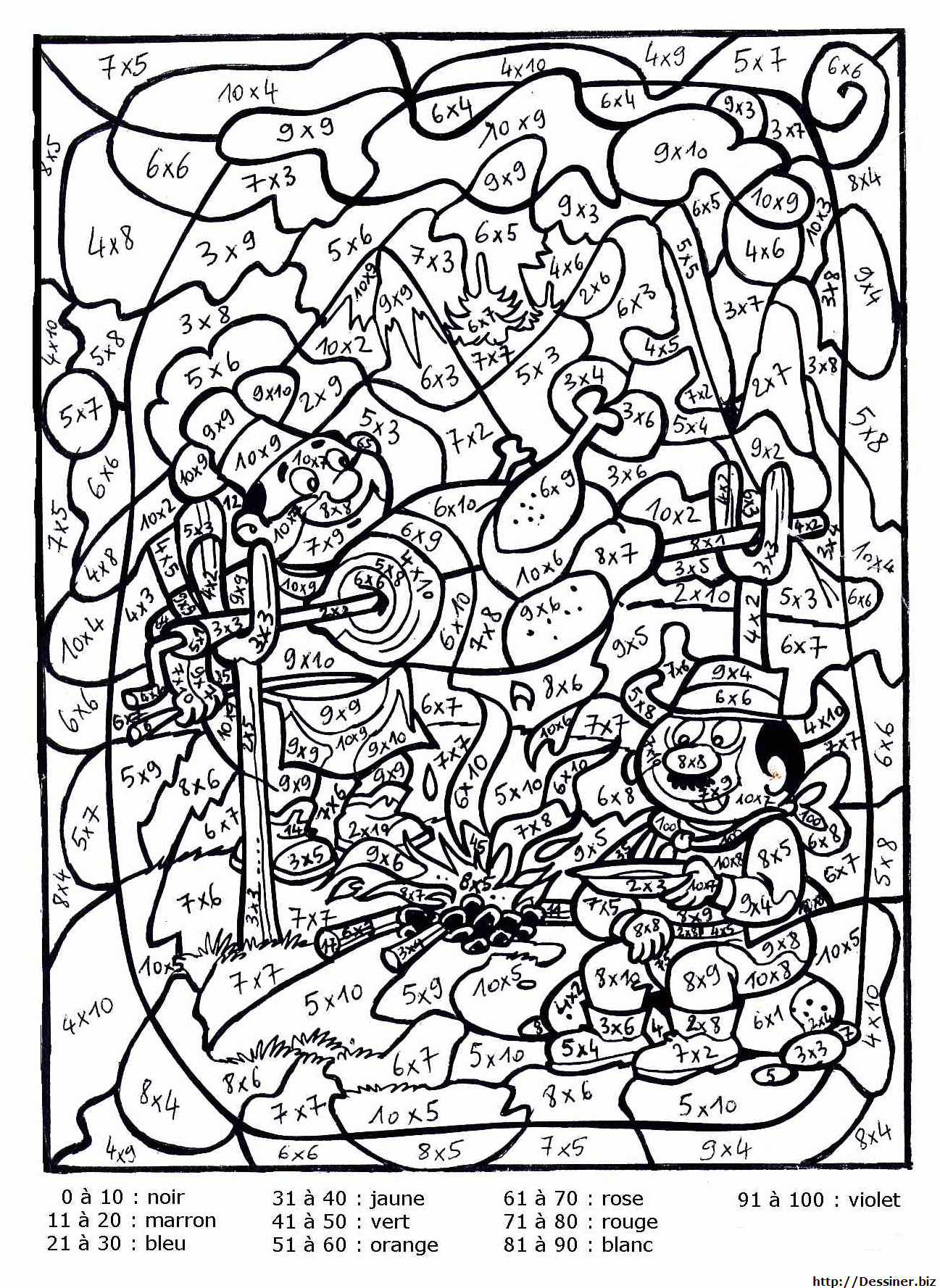 Coloriage À Dessiner Magique Multiplication Cm1 intérieur Coloriage Magique 1 À 5