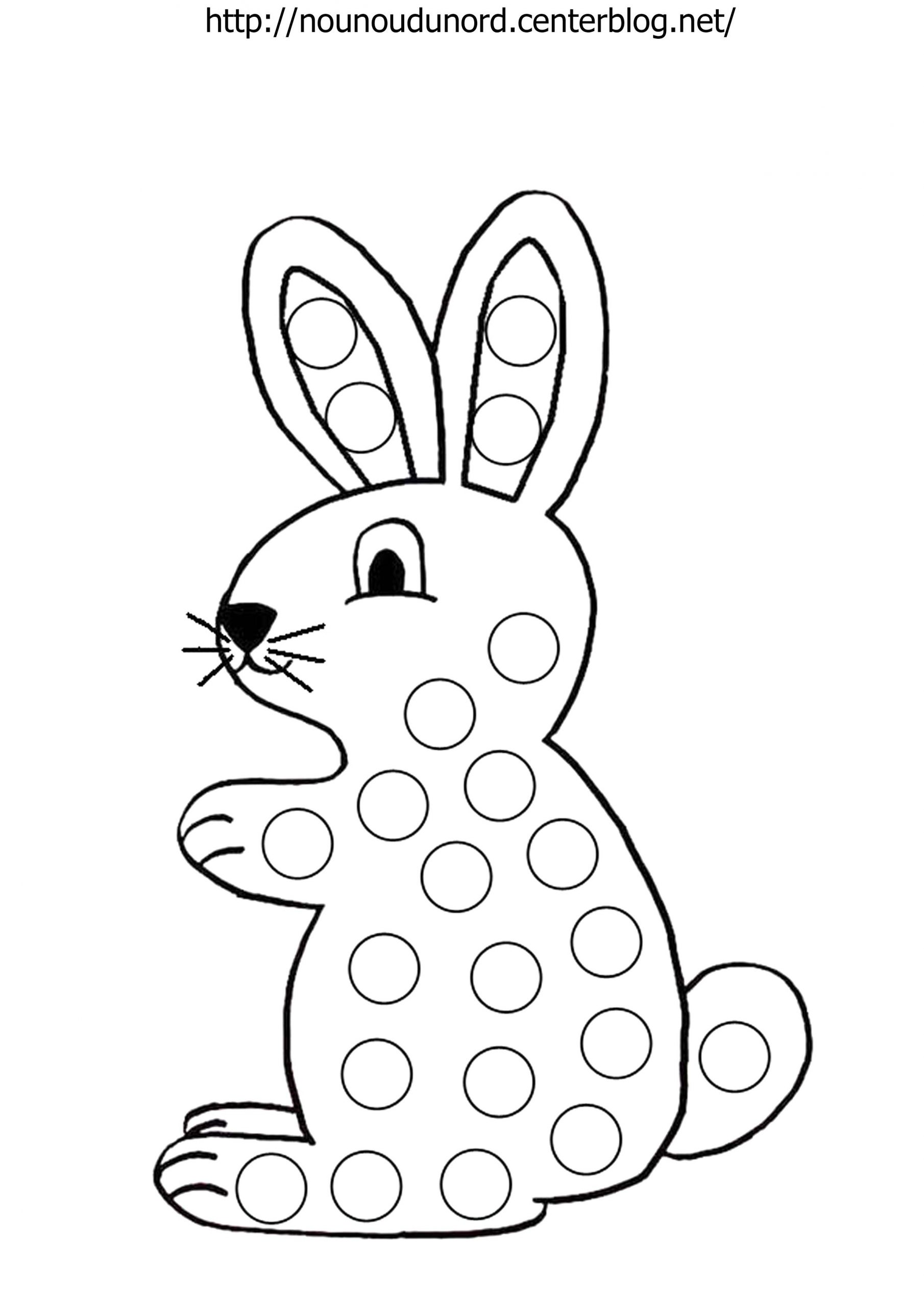 Coloriage À Gommettes Le Lapin Dessiné Par Nounoudunord intérieur Coloriage Lapin