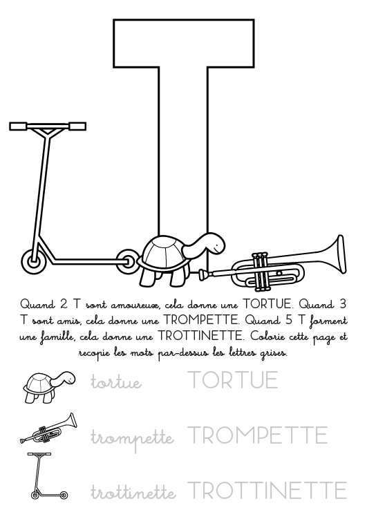 Coloriage À Imprimer : Alphabet Lettre T avec La Lettre W Coloriage