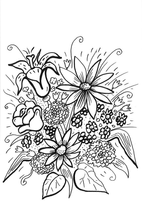 Coloriage À Imprimer : Bouquet De Fleurs Fraîches intérieur Coloriage Fleurs