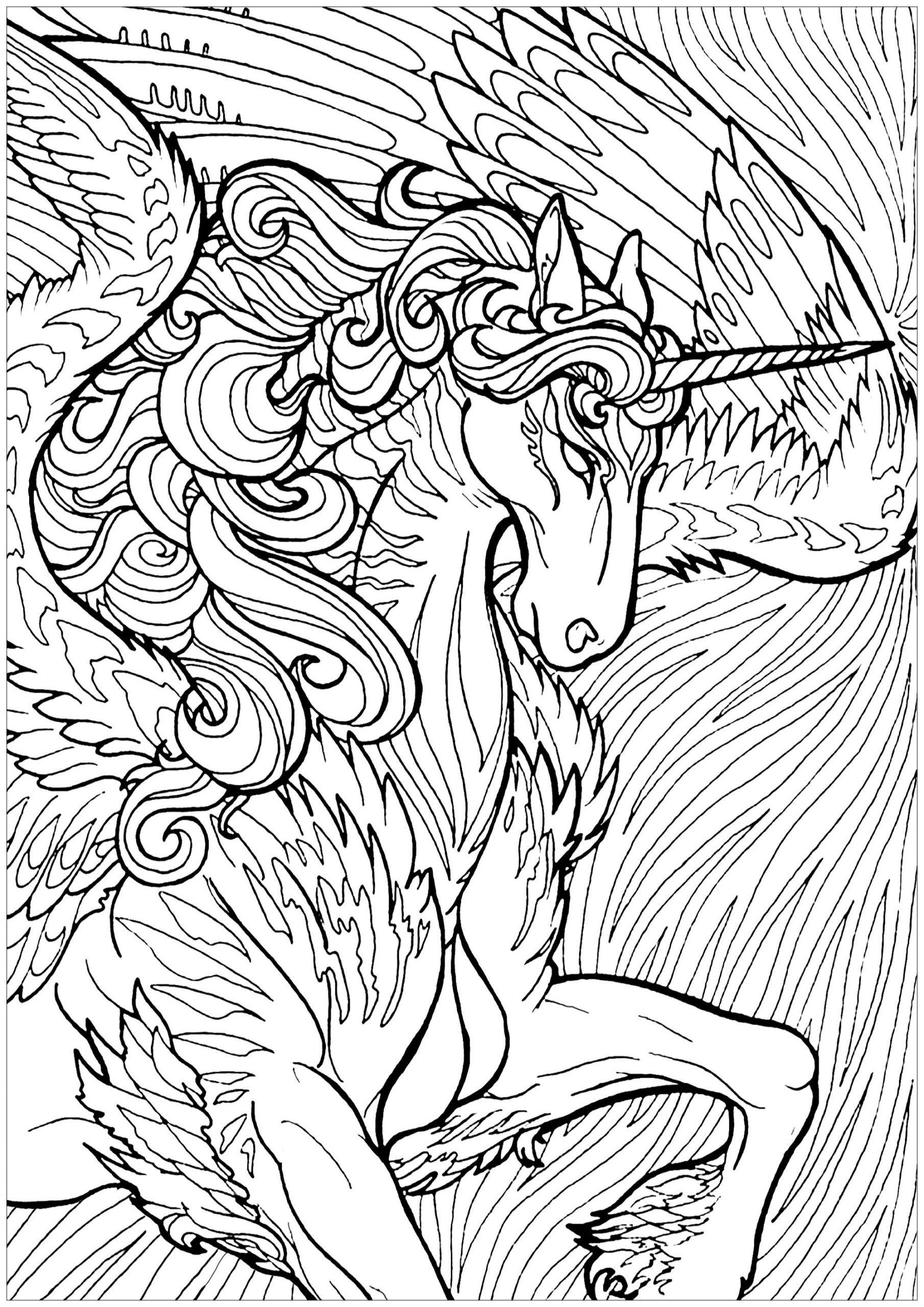 Coloriage À Imprimer Licorne - Dessin Kawaii Licorne Noir tout Coloriage Licorne Dessin A Imprimer