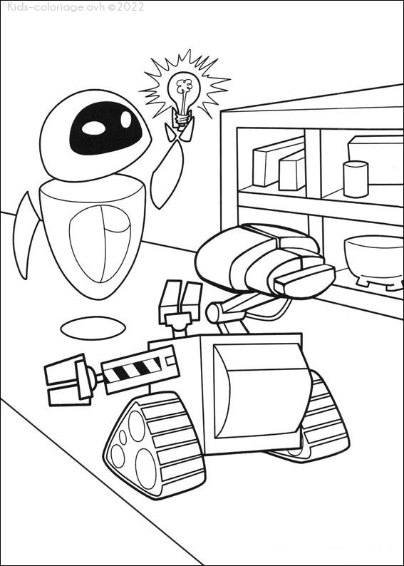 Coloriage À Imprimer Wall-E-Eve-Ampoule à Dessin E,