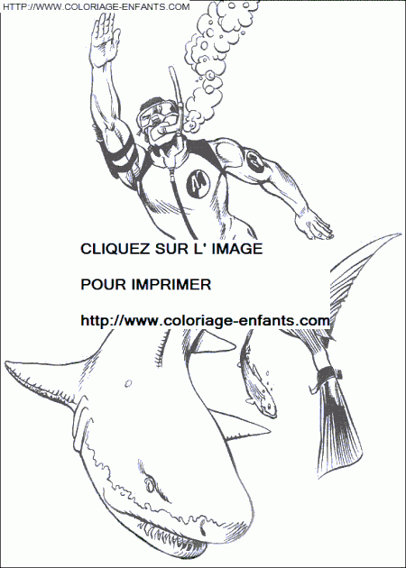 Coloriage Action Man Echappant Au Requin Gratuit À destiné Coloriage Action,