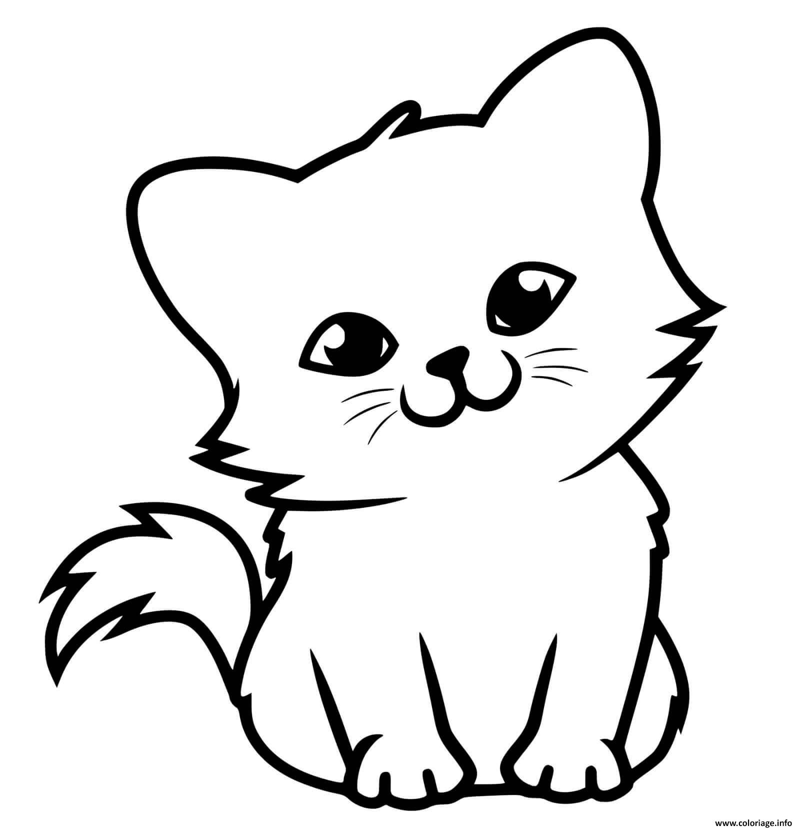 Coloriage Adorable Petit Chaton Dessin Chat À Imprimer tout Coloriage Dessin Mignon