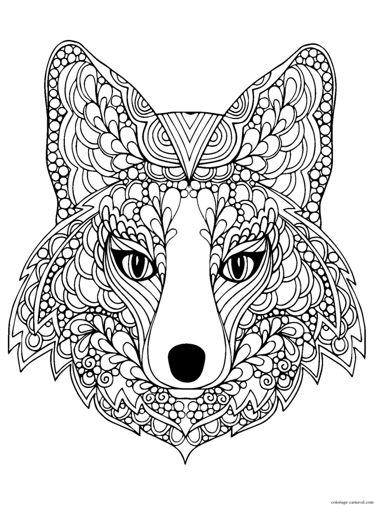 Coloriage Adulte Difficile Tete Renard Dessin Gratuit concernant Coloriage Difficile