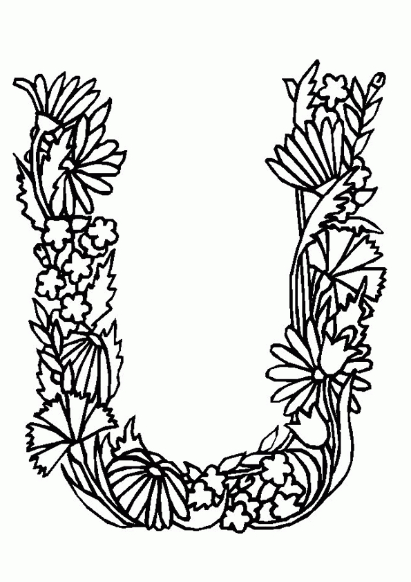 Coloriage Alphabet Fleurs U Sur Hugolescargot intérieur K Dessin Lettre