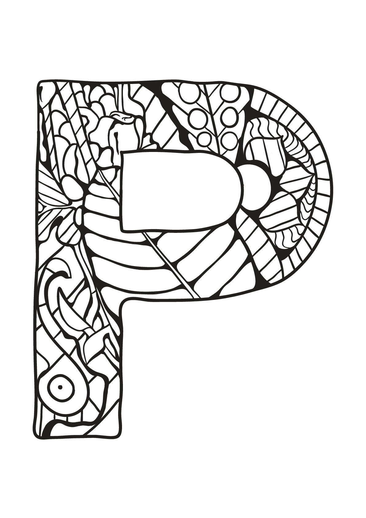 Coloriage-Alphabet-Lettre-P | Moncoloriage.fr destiné La Lettre W Coloriage