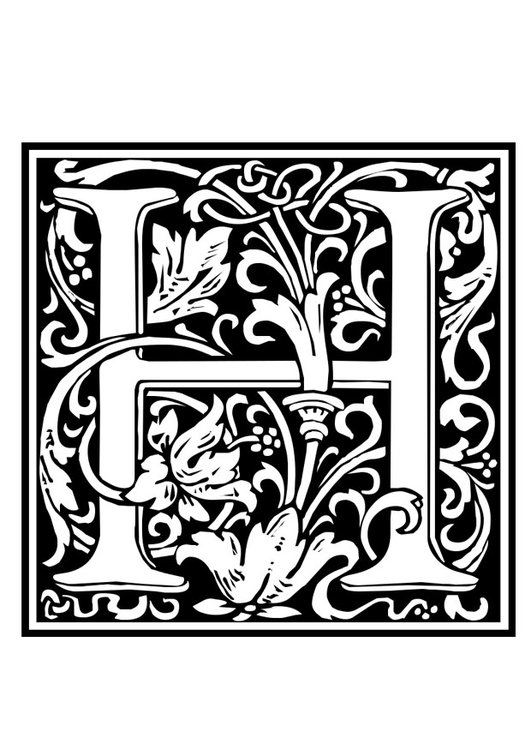 Coloriage Alphabet Ornemental - H - Coloriages Gratuits À dedans Coloriage À Imprimer H