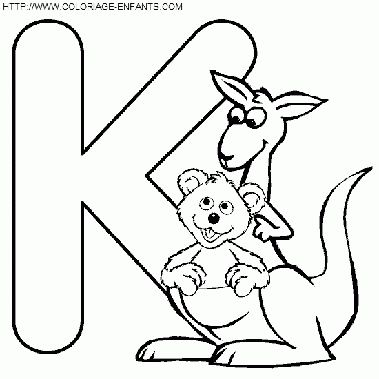 Coloriage Alphabet Rue Sesame Lettre K Avec Bebe Ourson À dedans Dessin Lettre K Stylé