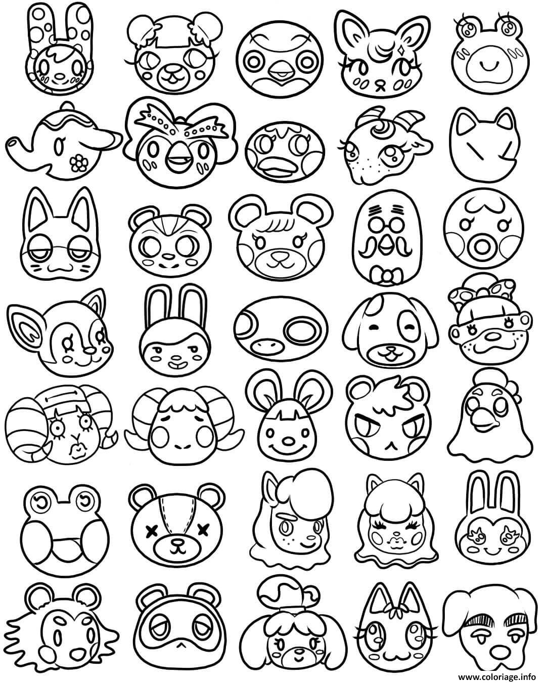 Coloriage Animal Crossing Kawaii Cute Head Dessin Animal dedans Coloriage Kawaii Animaux