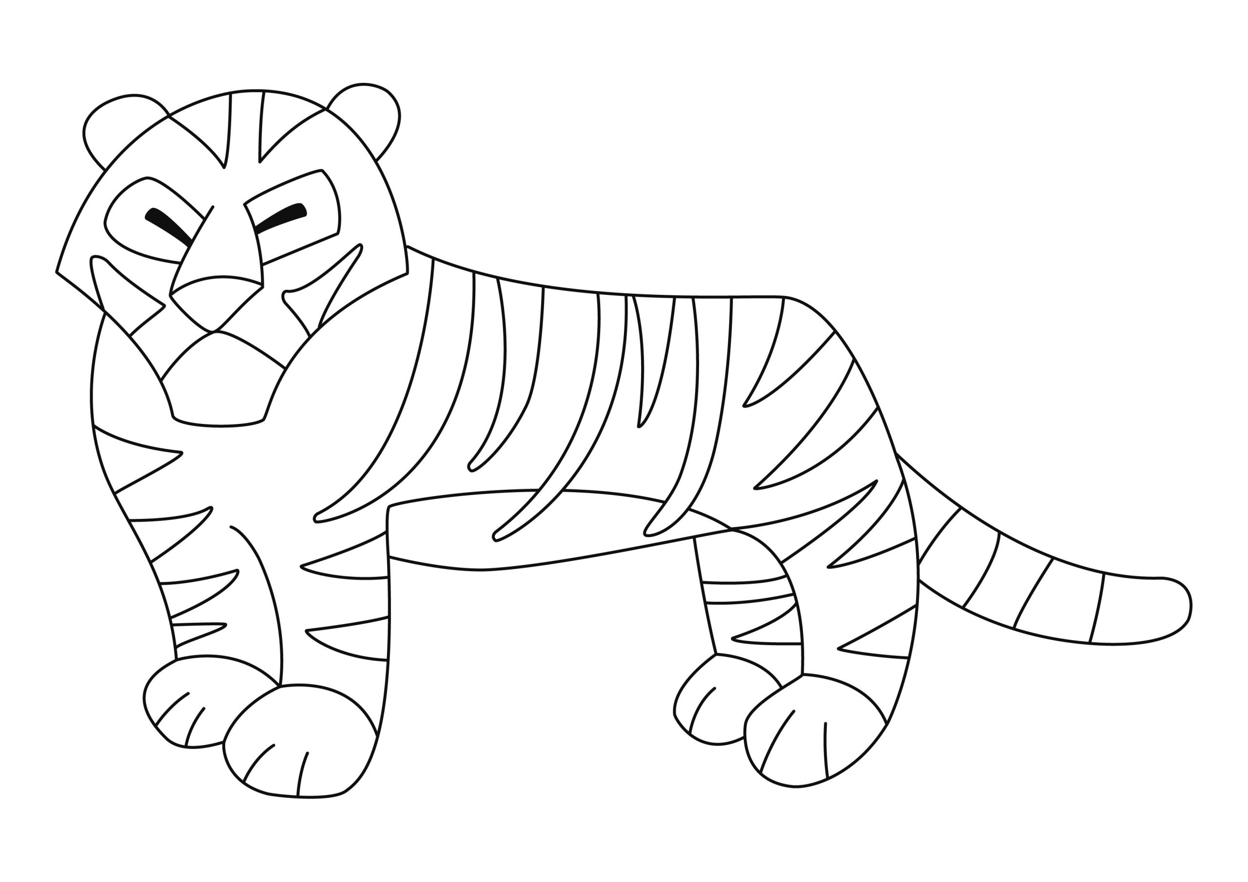 Coloriage - Animaux : Tigre 01 - 10 Doigts à Coloriage Tigre