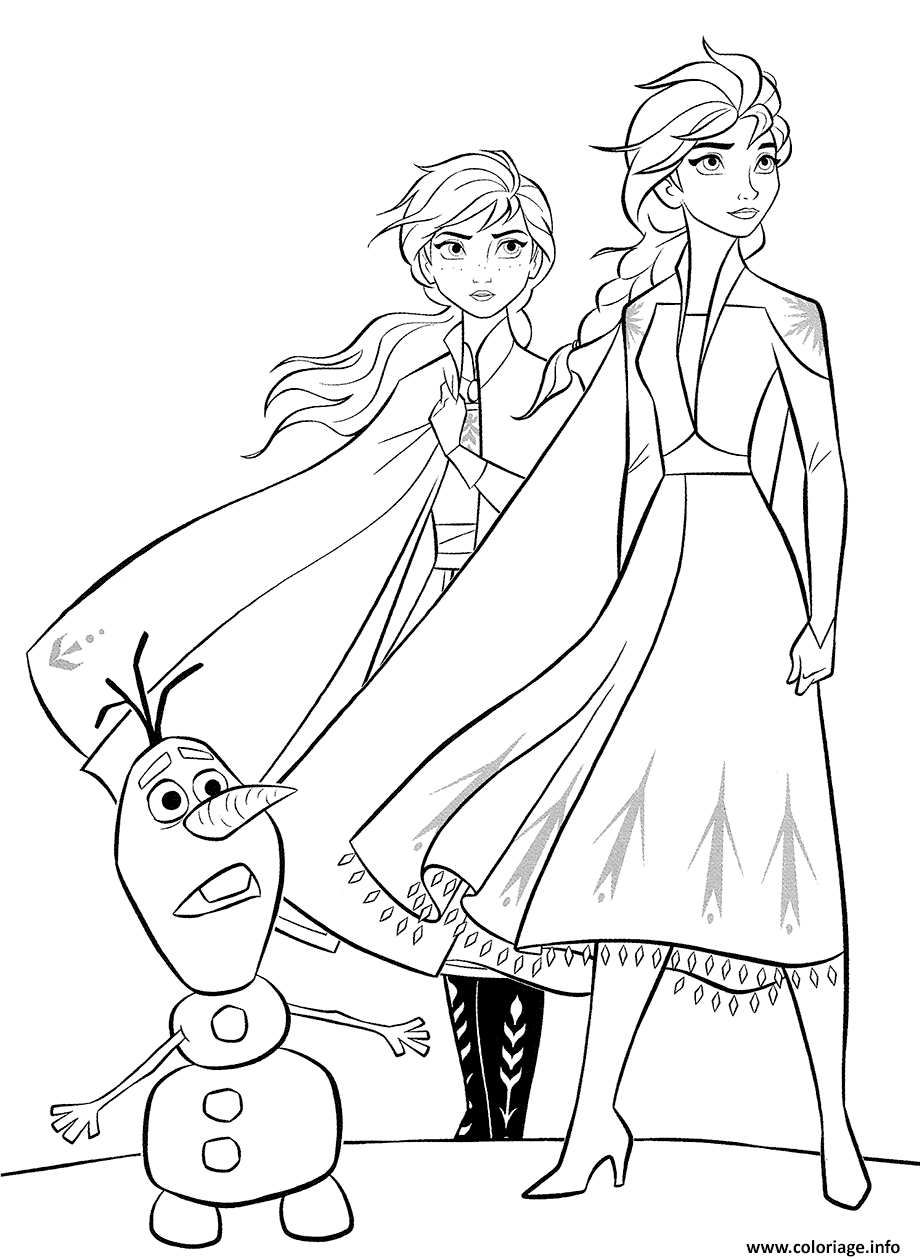 Coloriage Anna Et Elsa Et Olaf Dessin La Reine Des Neiges destiné Elsa 2 Coloriage