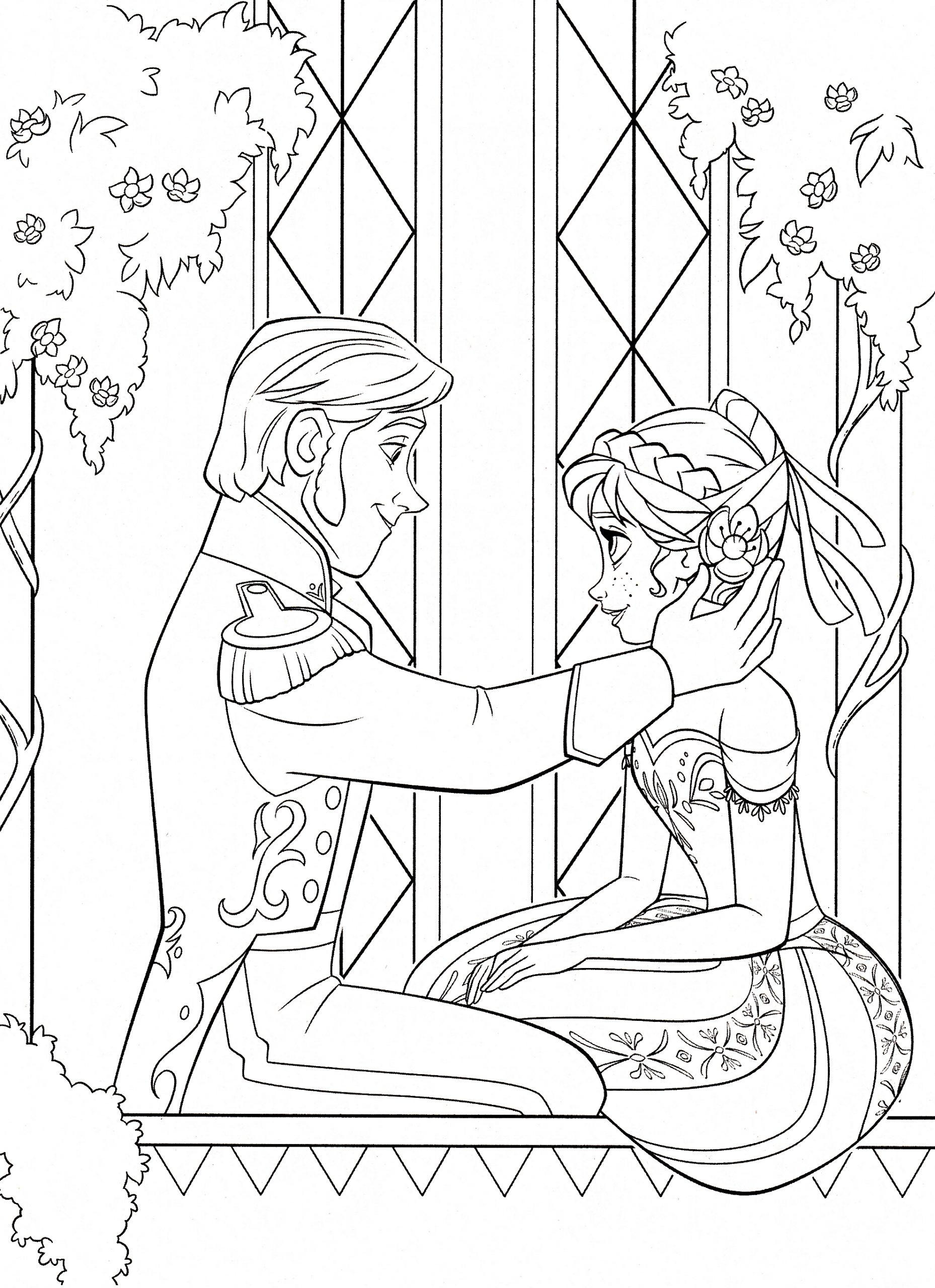 Coloriage Anna Et Hans Amoureux (Frozen) À Imprimer Et intérieur E.t Coloriage