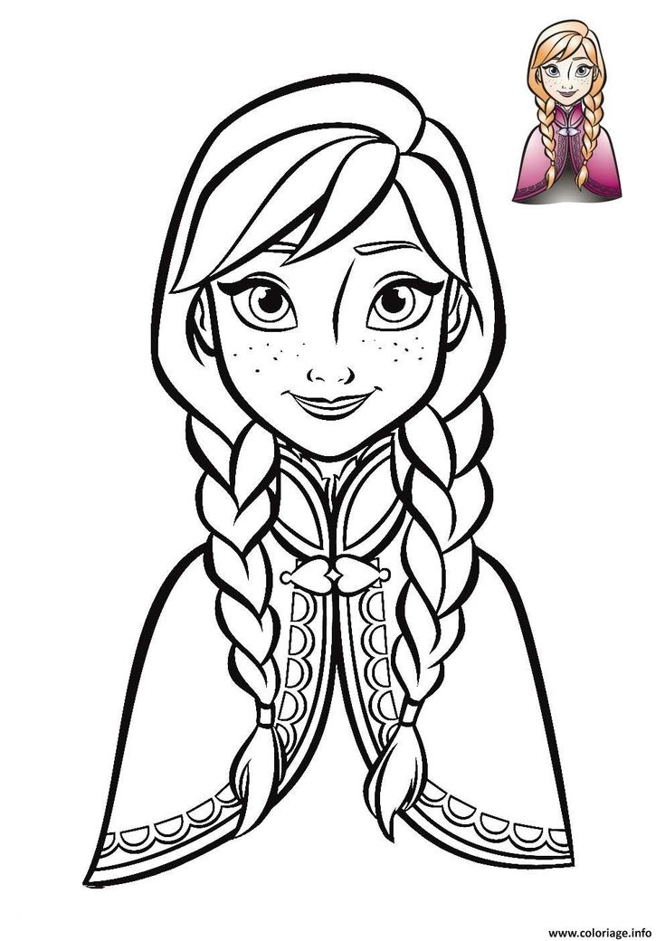 Coloriage Anna Reine Des Neiges De Face 2018 Dessin À tout Dessin Coloriage Frozen 2