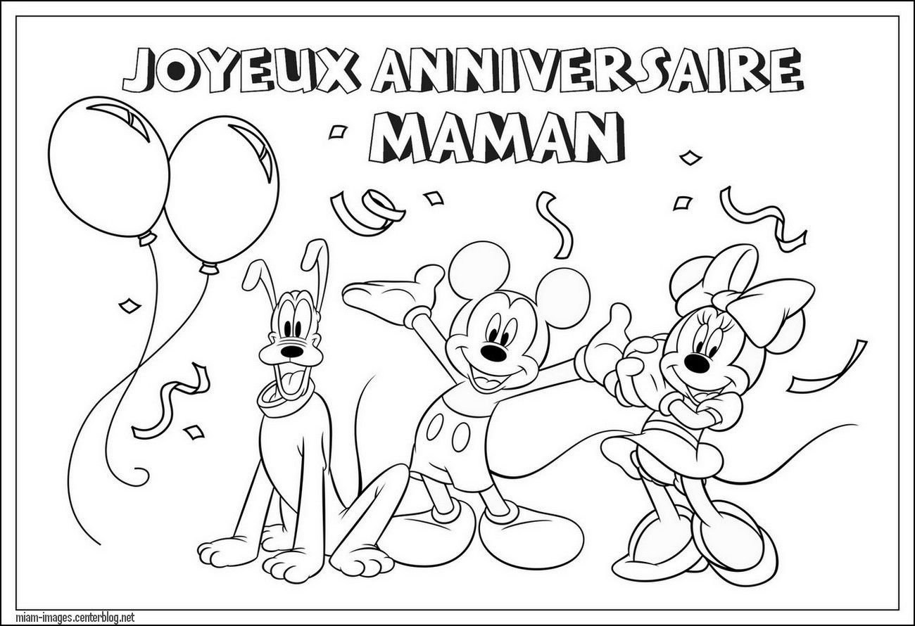 Coloriage Anniversaire Maman, Mickey - Coloring Page serapportantà Coloriage Anniversaire