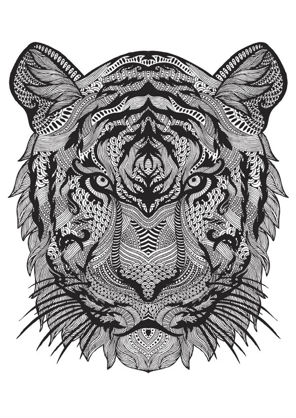 Coloriage Anti-Stress Zen Tigre Dessin Gratuit À Imprimer concernant Coloriage Zen