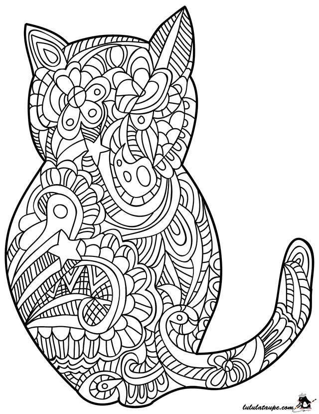 Coloriage Antistress ; Un Chat - Lulu La Taupe, Jeux à Dessin À Colorier Avec Modèle