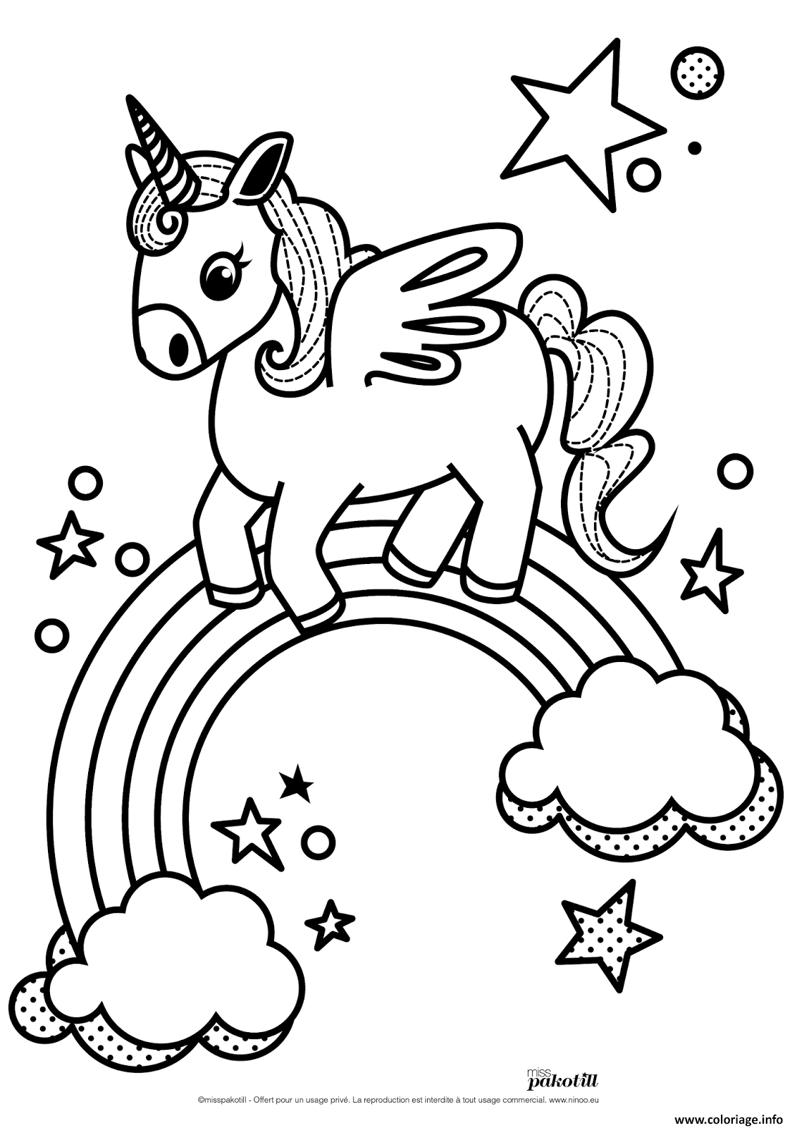 Coloriage Arc En Ciel Licorne Kawaii Dessin Arc En Ciel À destiné Coloriage Licorne 0 Imprimer