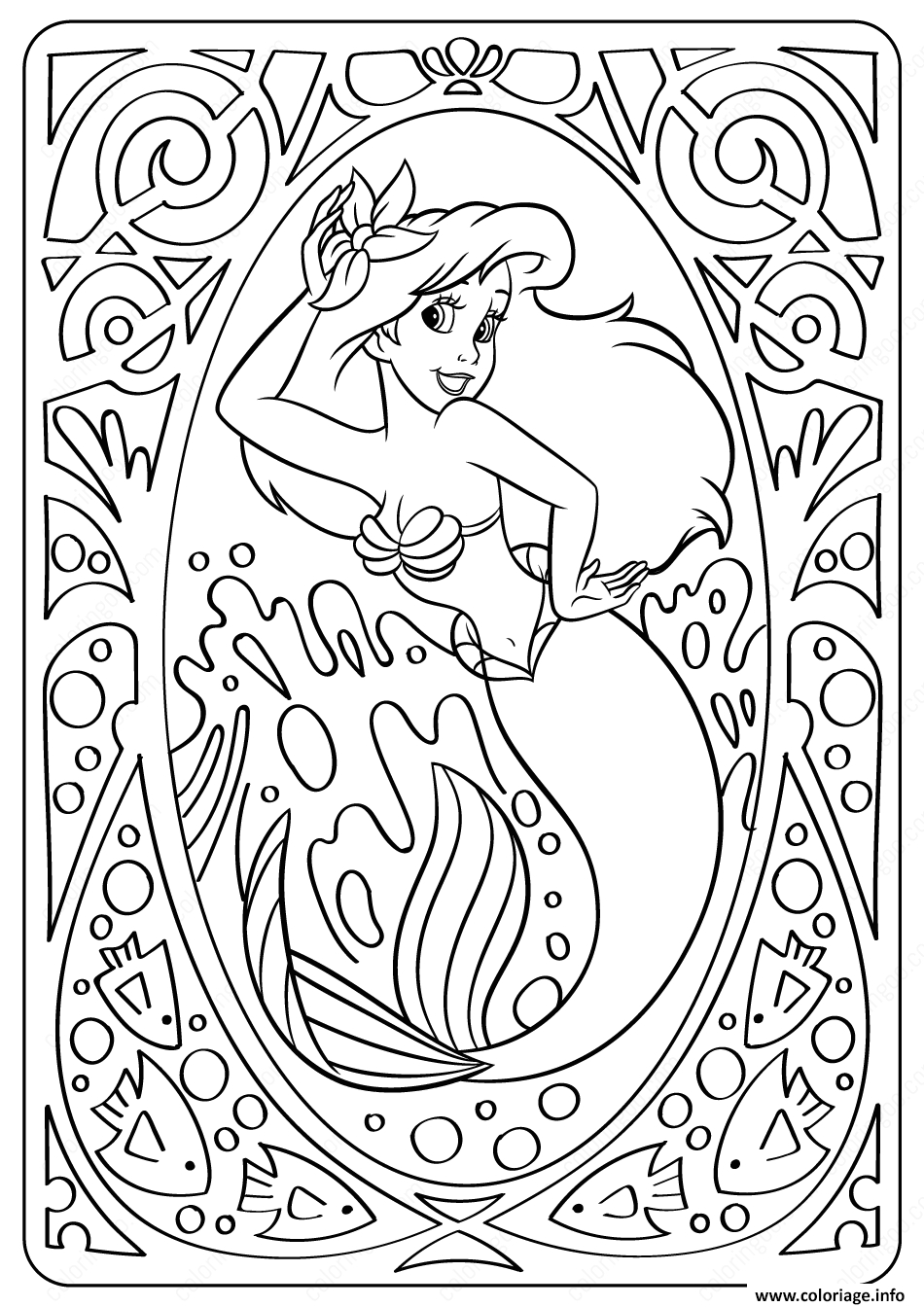Coloriage Ariel Petite Sirene Disney Mandala Dessin Ariel destiné Coloriage À Imprimer