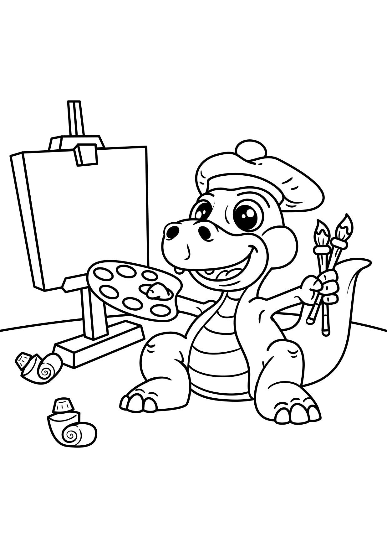 Coloriage Artiste De Dinosaure - Coloriages Gratuits À destiné Coloriage Dessin Pour Peinture