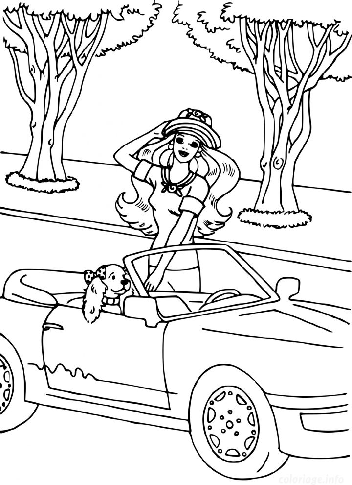 Coloriage Barbie En Voiture À Imprimer Gratuit encequiconcerne En Coloriage