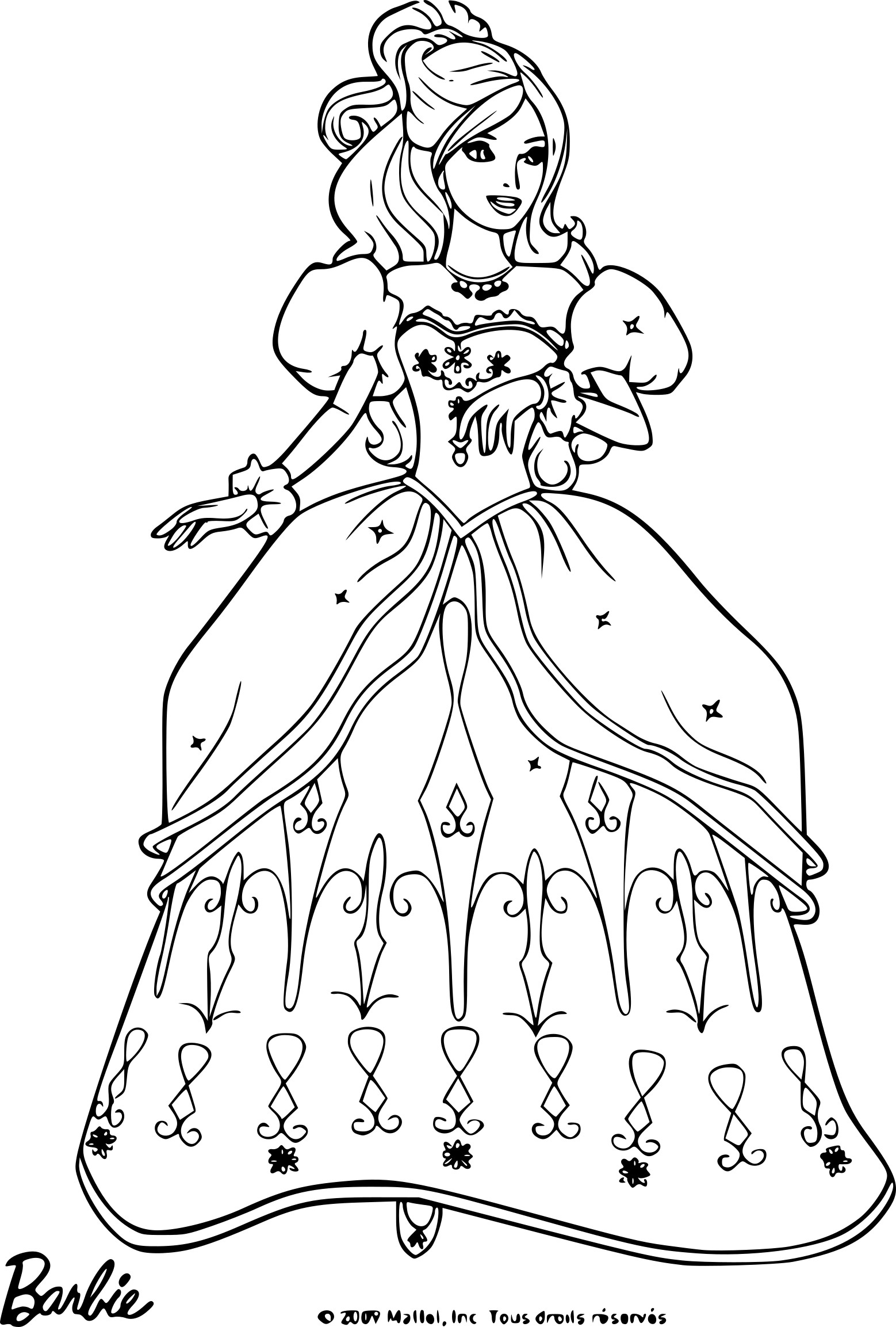 Coloriage Barbie Robe De Soirée À Imprimer Gratuit dedans Coloriage Dessin Robe