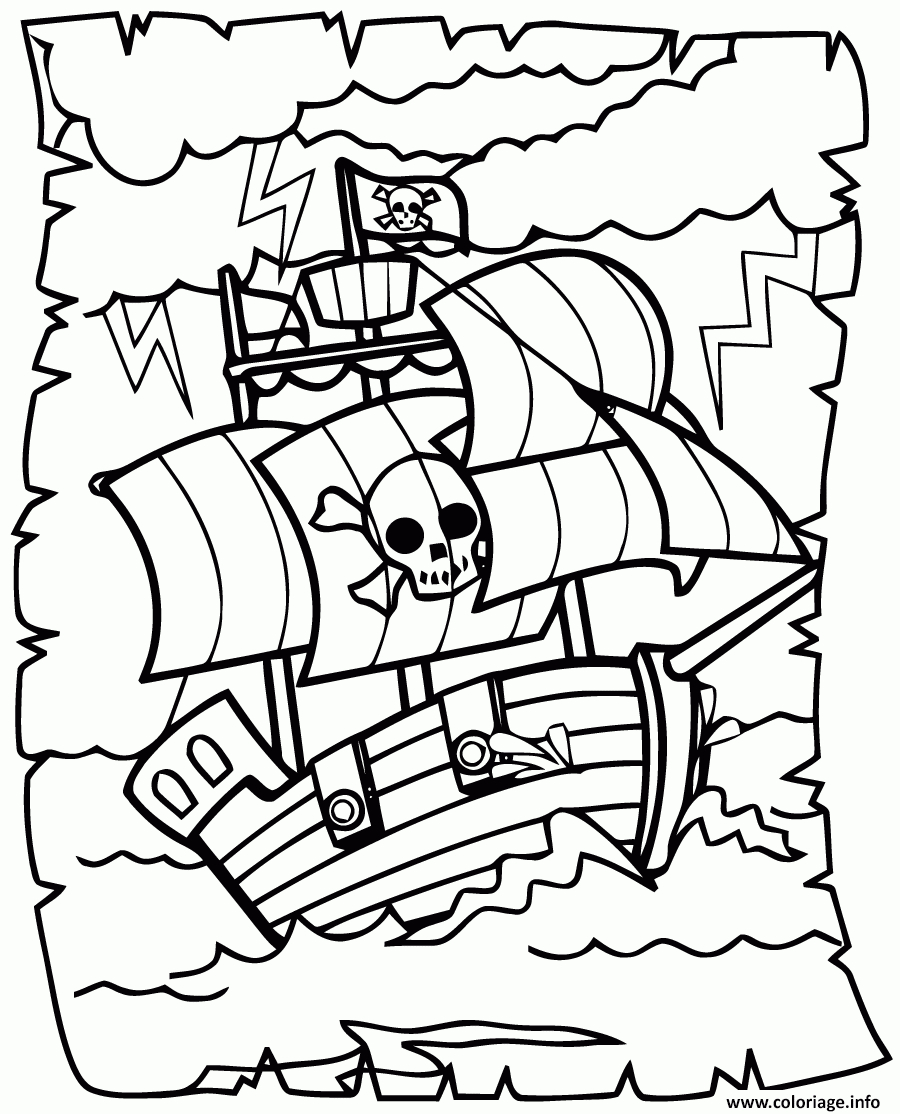 Coloriage Bateau De Pirates Dessin Pirate À Imprimer à Coloriage Bateau