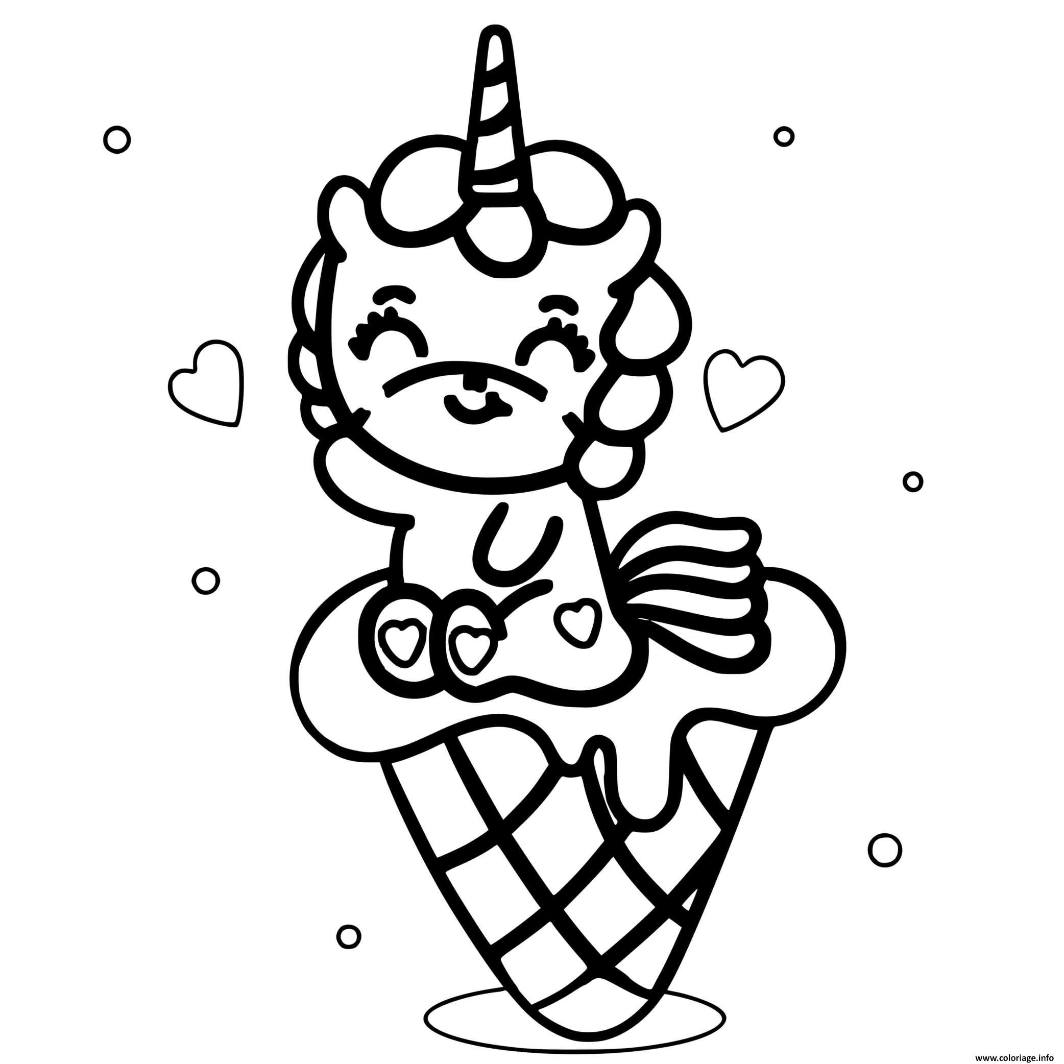 Coloriage Bebe Licorne Mange Un Cornet De Glace Dessin A serapportantà Coloriage Glace