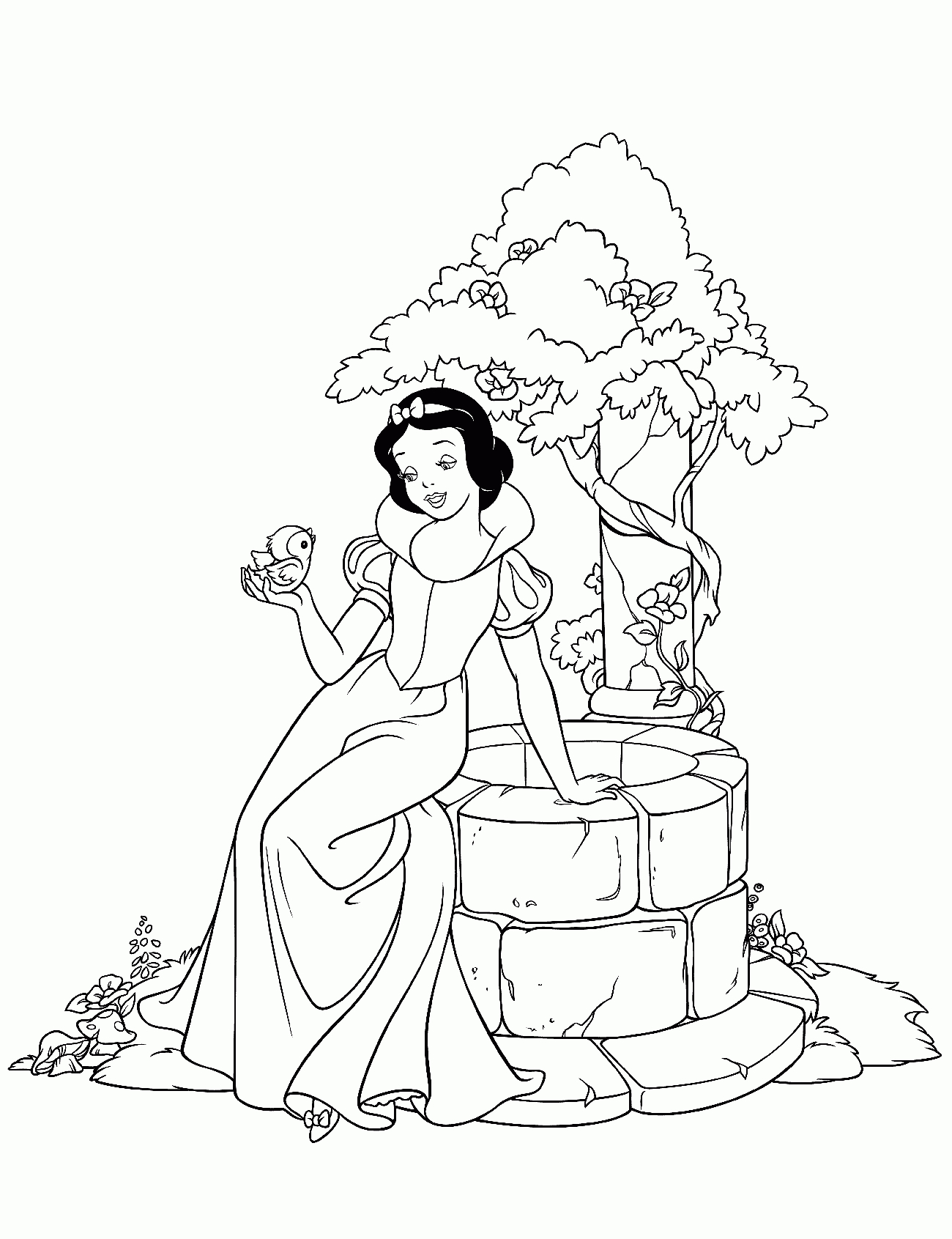 Coloriage - Blanche Neige Au Puits avec Coloriage Blanche-Neige,