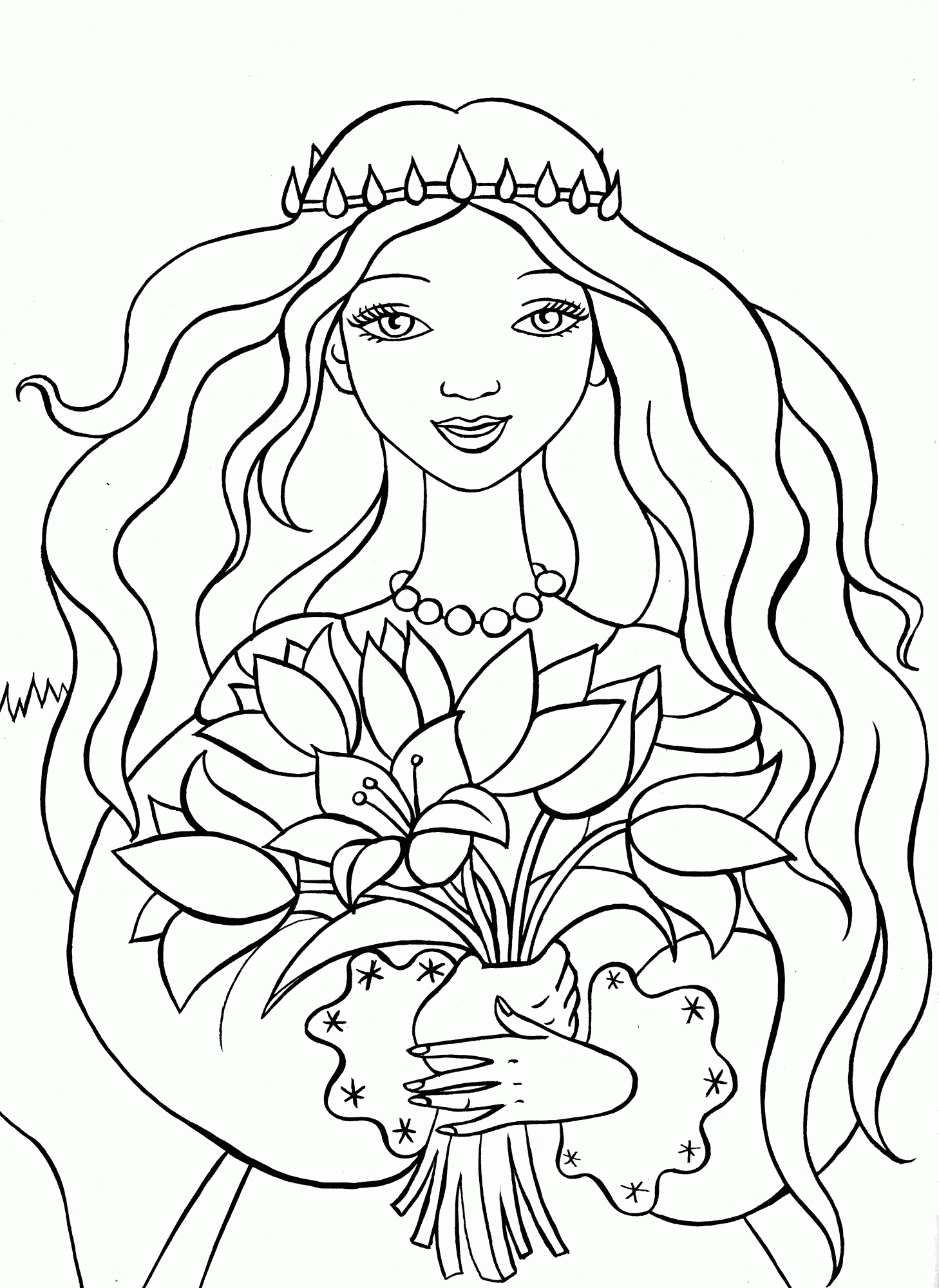 Coloriage - Bouquet Pour La Princesse concernant Coloriage Princesse