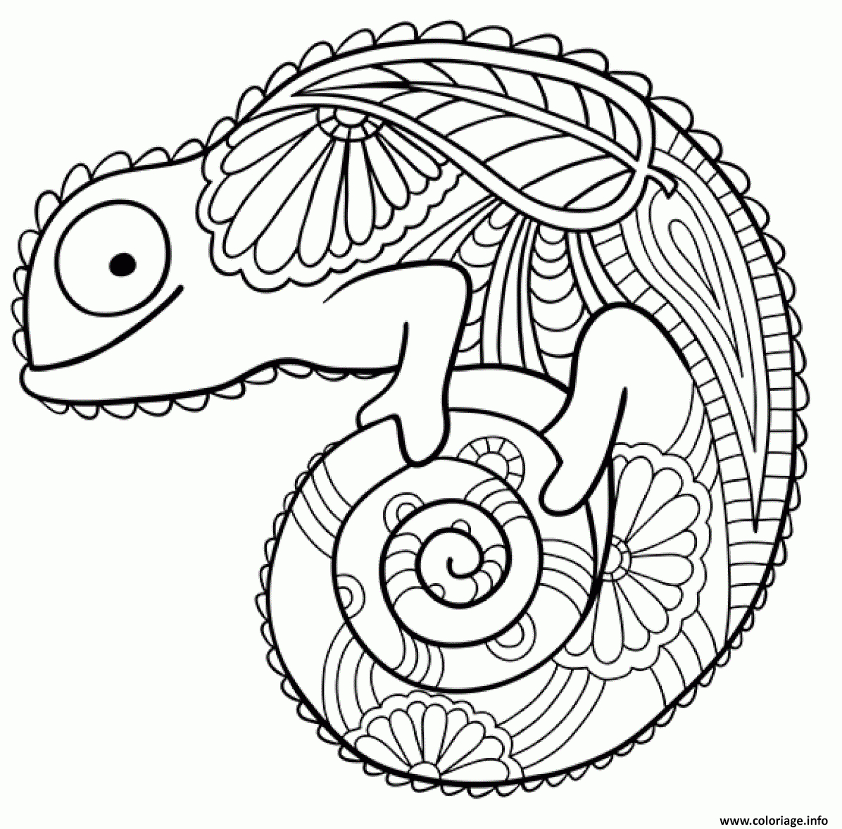 Coloriage Cameleon Animal De La Jungle Dans Une Foret intérieur Dessin Jungle Facile,