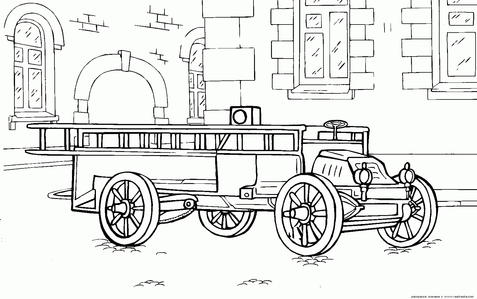 Coloriage - Camion De Pompier De Lannée 1904 dedans Coloriage Échelle Dessin