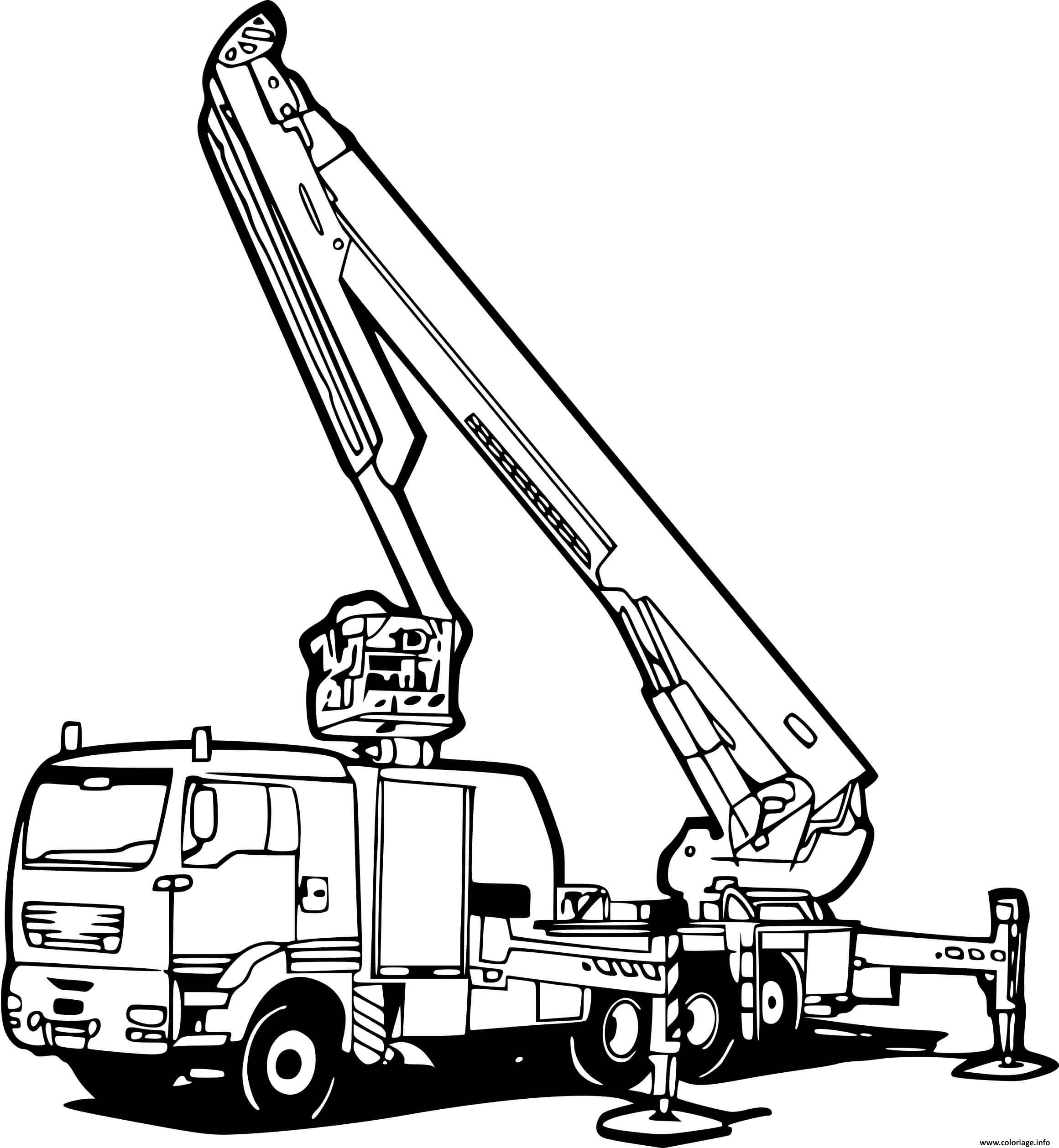 Coloriage Camion Grue Pour Pompier Dessin Pompier À Imprimer dedans Coloriage Échelle Dessin