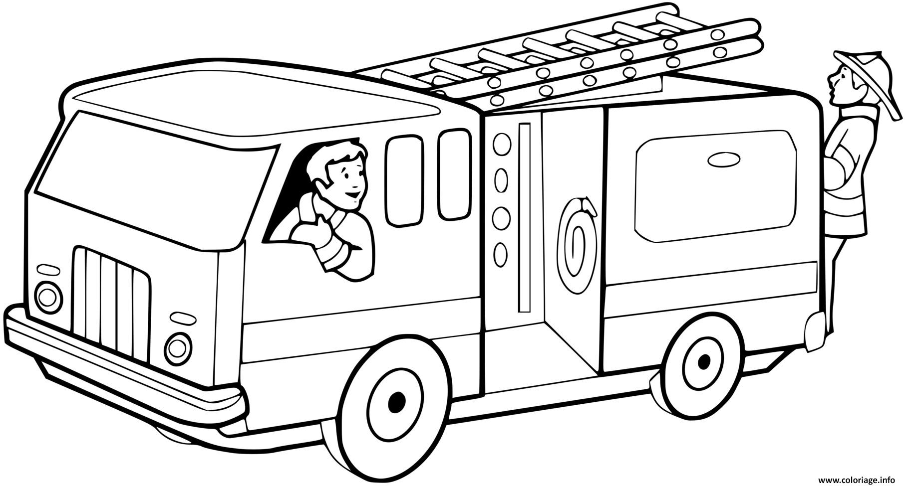 Coloriage Camionnette Pompiers Dessin Camion De Pompier À pour Coloriage Échelle Dessin