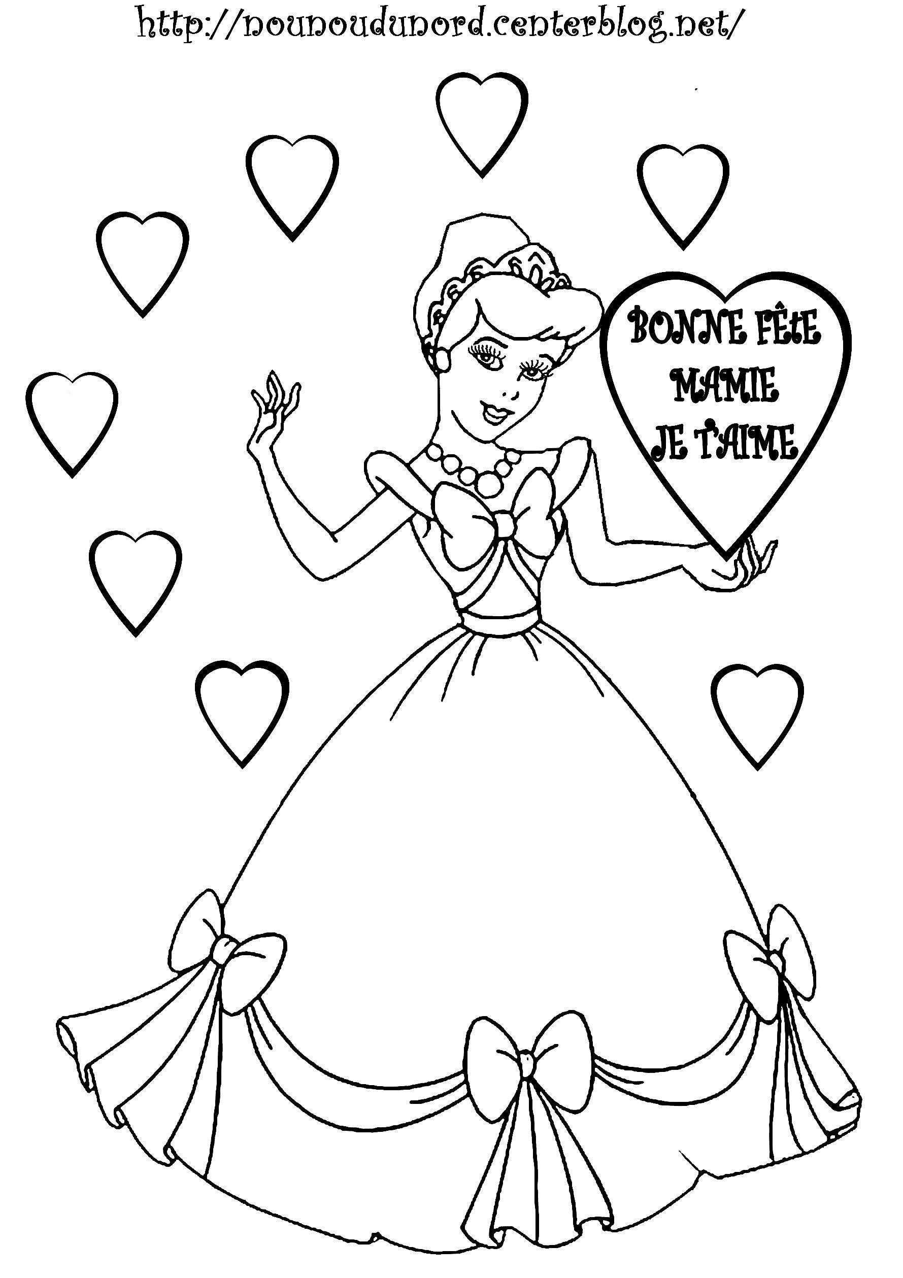 Coloriage Cendrillon Coeur Bonne Fête Mamie encequiconcerne Coloriage Maman