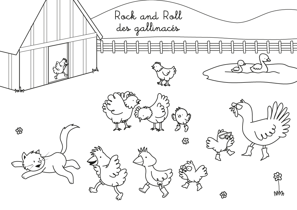 Coloriage Chanson : Rock And Roll Des Gallinacés pour Dessin Rock N Roll