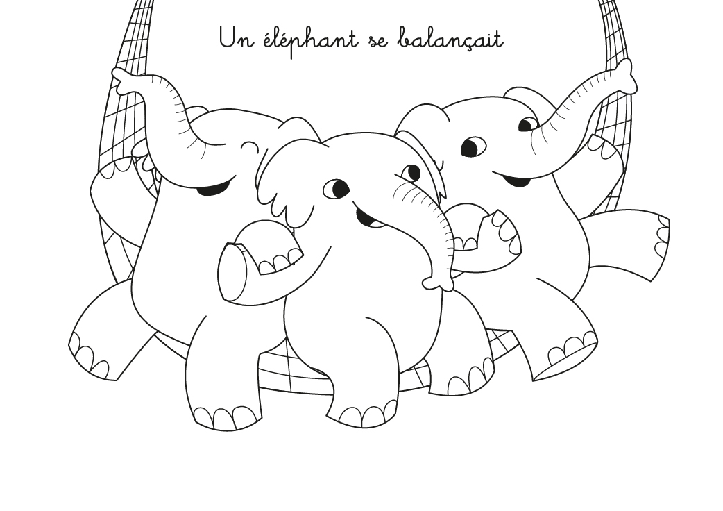 Coloriage Chanson : Un Éléphant Se Balançait serapportantà Coloriage Un Une