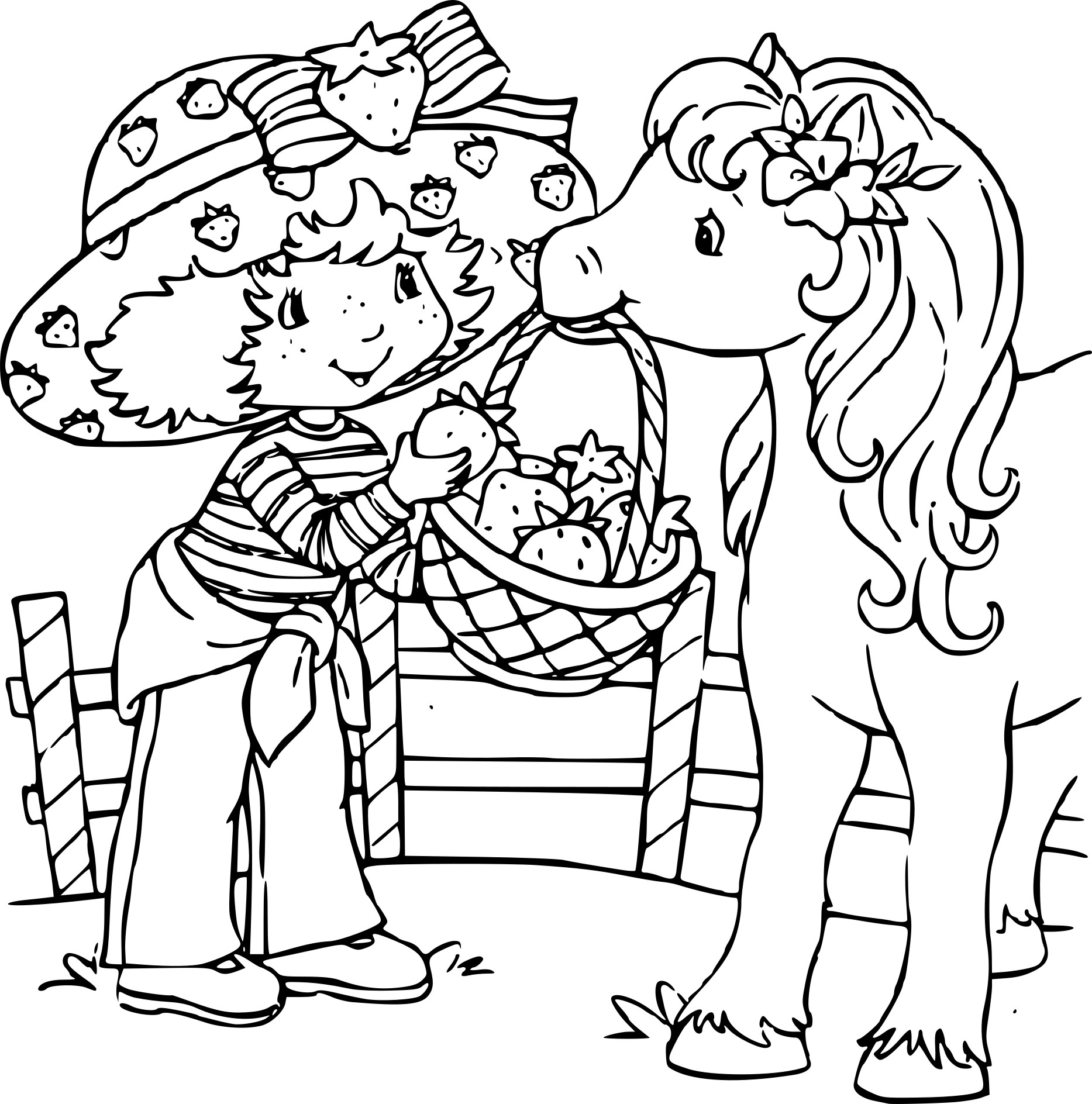 Coloriage Charlotte Aux Fraises Et Son Poney À Imprimer concernant Coloriage Fraise