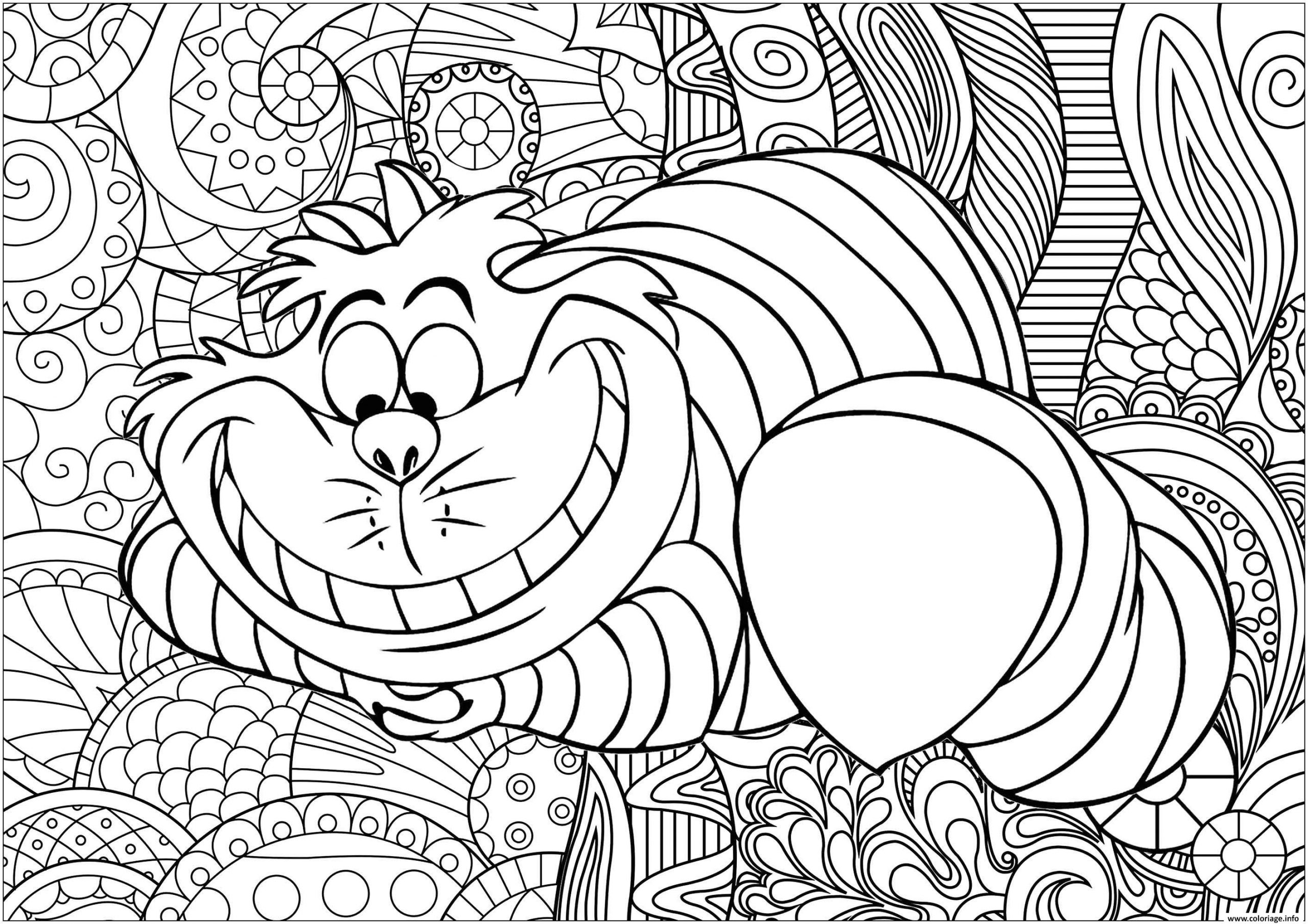 Coloriage Chat Cheshire Alice Au Pays Des Merveilles serapportantà Coloriage Imprimer