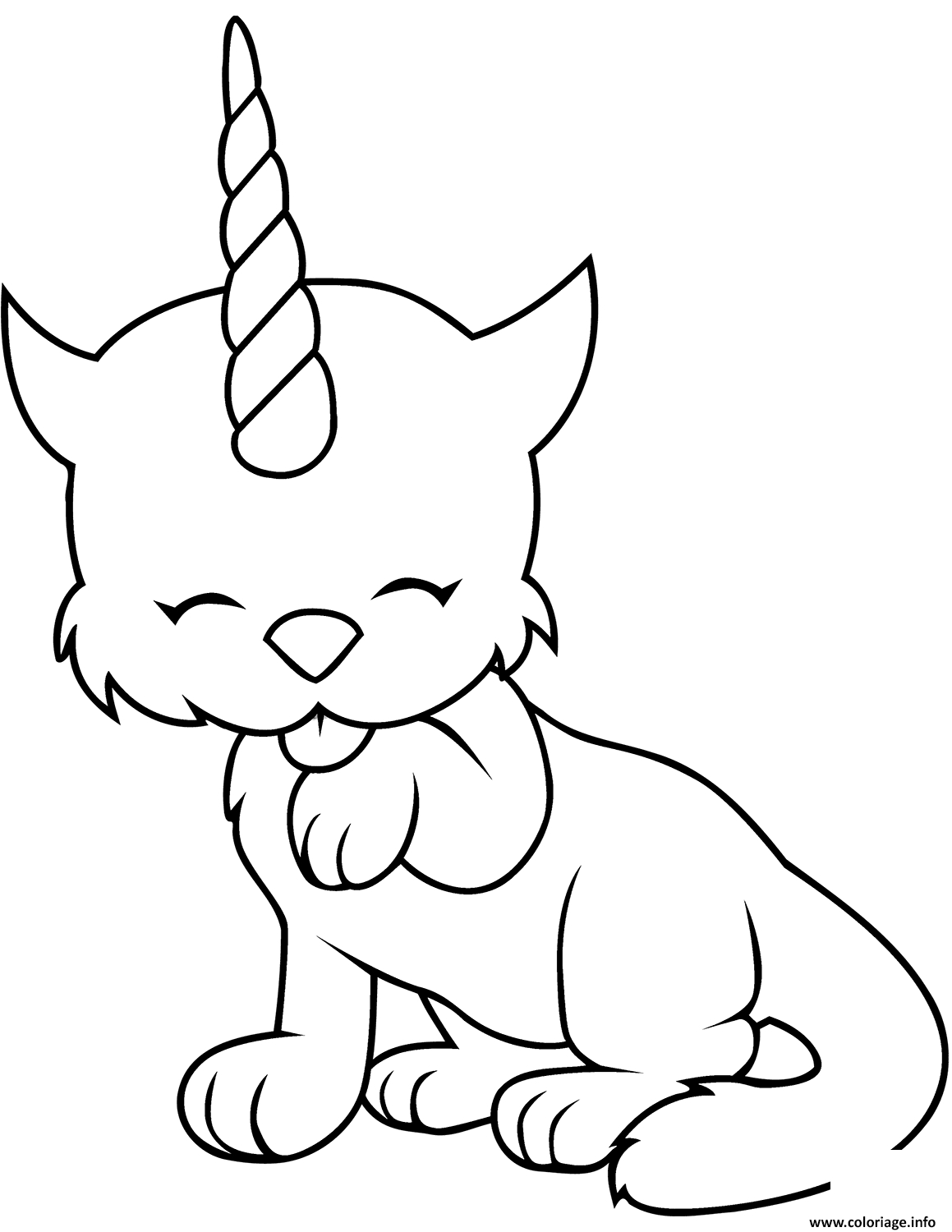 Coloriage Chat En Mode Licorne Dessin Licorne À Imprimer tout Coloriage Chat Kawaii